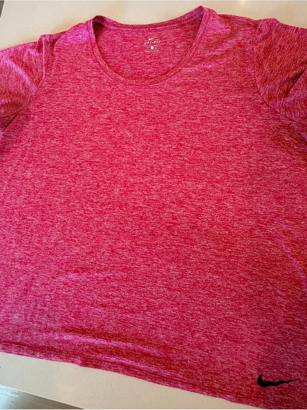 Nike Heather Pink Athletic Tee with Black Swoosh